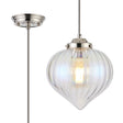 Hyme Single Pendant With Flower Bud Shade 1 x E27, Polished Nickel/Grey Braided Cable/Iridescent Faded
