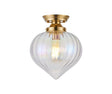 Hyme Flush Ceiling Light With Flower Bud Shade 1 x E27, Brass/Iridescent Faded
