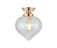 Hyme Flush Ceiling Light With Flower Bud Shade 1 x E27, French Gold/Iridescent Faded