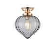 Hyme Flush Ceiling Light With Flower Bud Shade 1 x E27, French Gold/Smoke