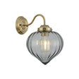 Hyme Wall Light With Flower Bud Shade 1 x E27, Antique Brass/Smoke
