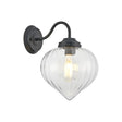 Hyme Wall Light With Flower Bud Shade 1 x E27, Satin Black/Clear
