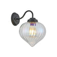 Hyme Wall Light With Flower Bud Shade 1 x E27, Satin Black/Iridescent Faded