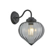 Hyme Wall Light With Flower Bud Shade 1 x E27, Satin Black/Smoke