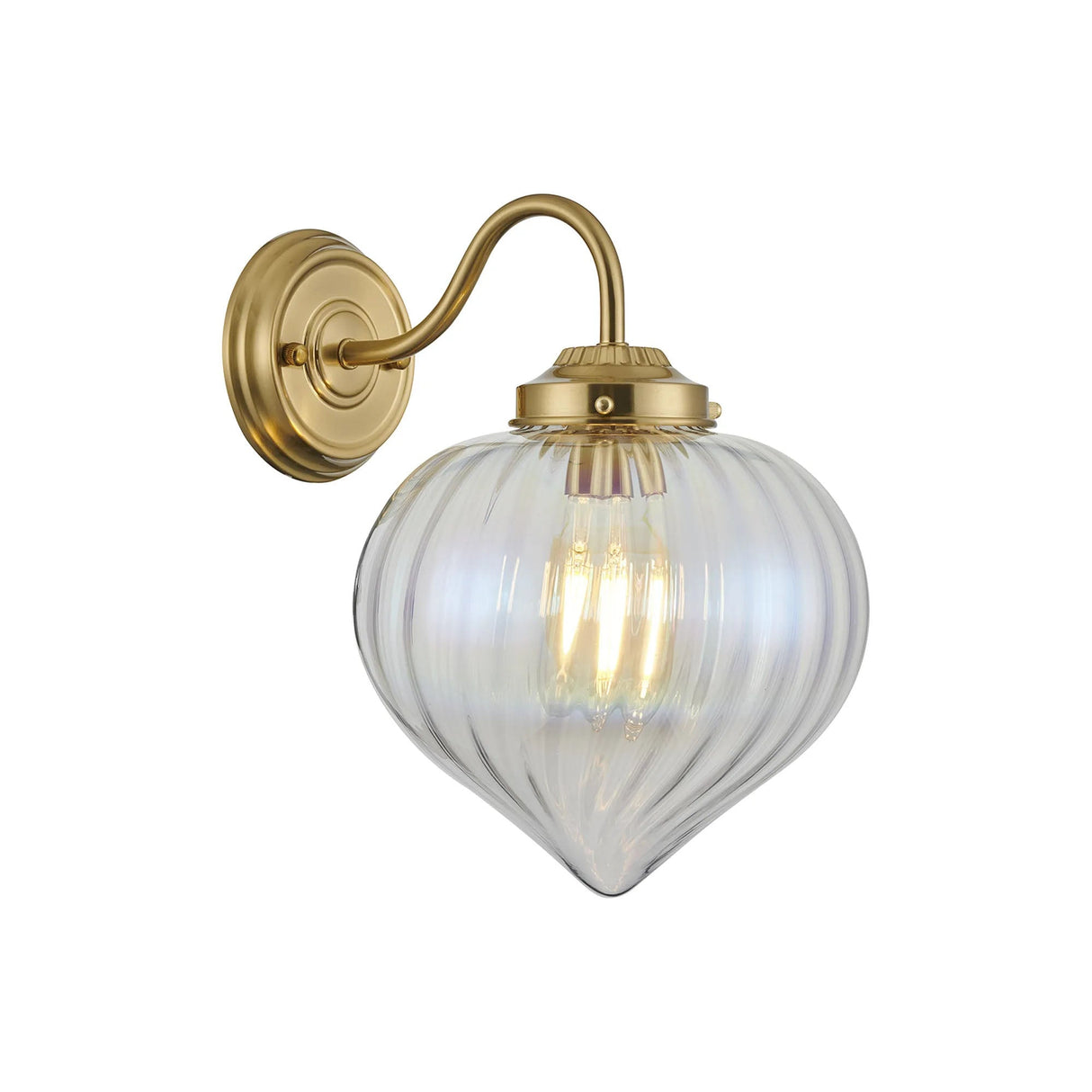 Hyme Wall Light With Flower Bud Shade 1 x E27, Brass/Iridescent Faded