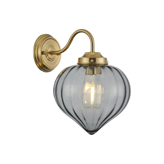 Hyme Wall Light With Flower Bud Shade 1 x E27, Brass/Smoke