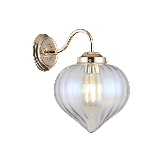 Hyme Wall Light With Flower Bud Shade 1 x E27, French Gold/Iridescent Faded