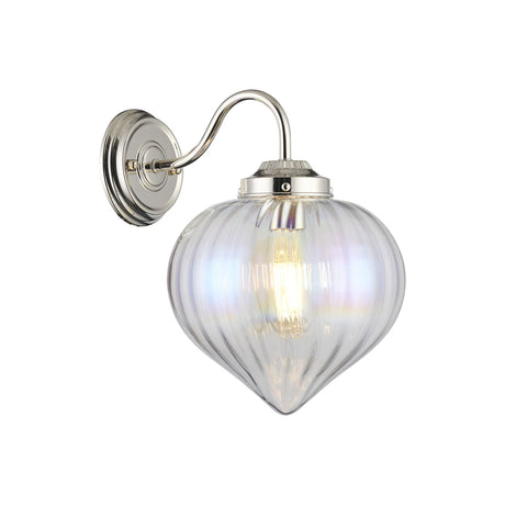 Hyme Wall Light With Flower Bud Shade 1 x E27, Polished Nickel/Iridescent Faded