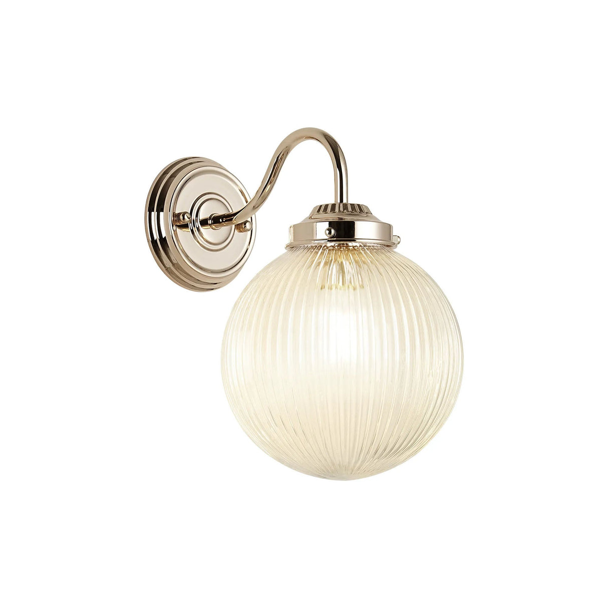 Hyme Wall Light With 20cm Acorn Ribbed Glass, 1 x E27, French Gold/Clear