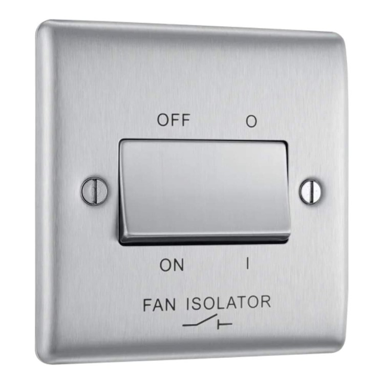 BG NBS15 Nexus Metal Brushed Steel, 10AX Triple Pole Fan Isolator Switch