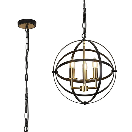 Irwin Adjustable Rings Pendant, 3 x E14, Black/Gold
