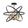 Irwin Adjustable Rings Semi Flush, 4 x E14, Black/Gold