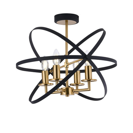 Irwin Adjustable Rings Semi Flush, 4 x E14, Black/Gold