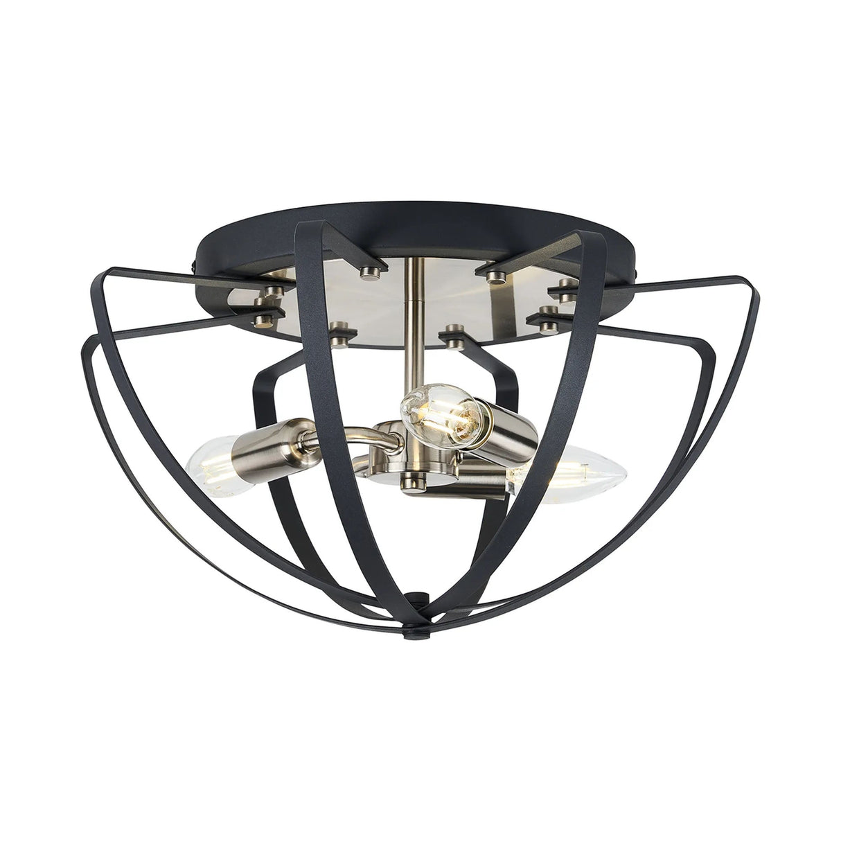 Irwin Flush Ceiling, 3 x E14, Anthracite/Satin Nickel