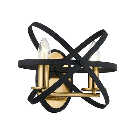 Irwin Adjustable Rings Wall Light, 2 x E14, Black/Gold