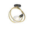 Kay Double Ring Ceiling Flush, 1 x E27, Matt Black/Painted Gold, G95/120 Lamp Recommended