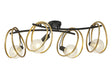 Kay Double Ring Ceiling Flush, 4 x E27, Matt Black/Painted Gold, G95/120 Lamp Recommended