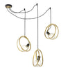 Kay Double Ring Multi Spider Pendant, 3 x E27, Matt Black/Painted Gold, G95/120 Lamp Recommended