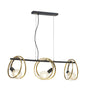 Kay Double Ring Linear Pendant, 3 x E27, Matt Black/Painted Gold, G95/120 Lamp Recommended