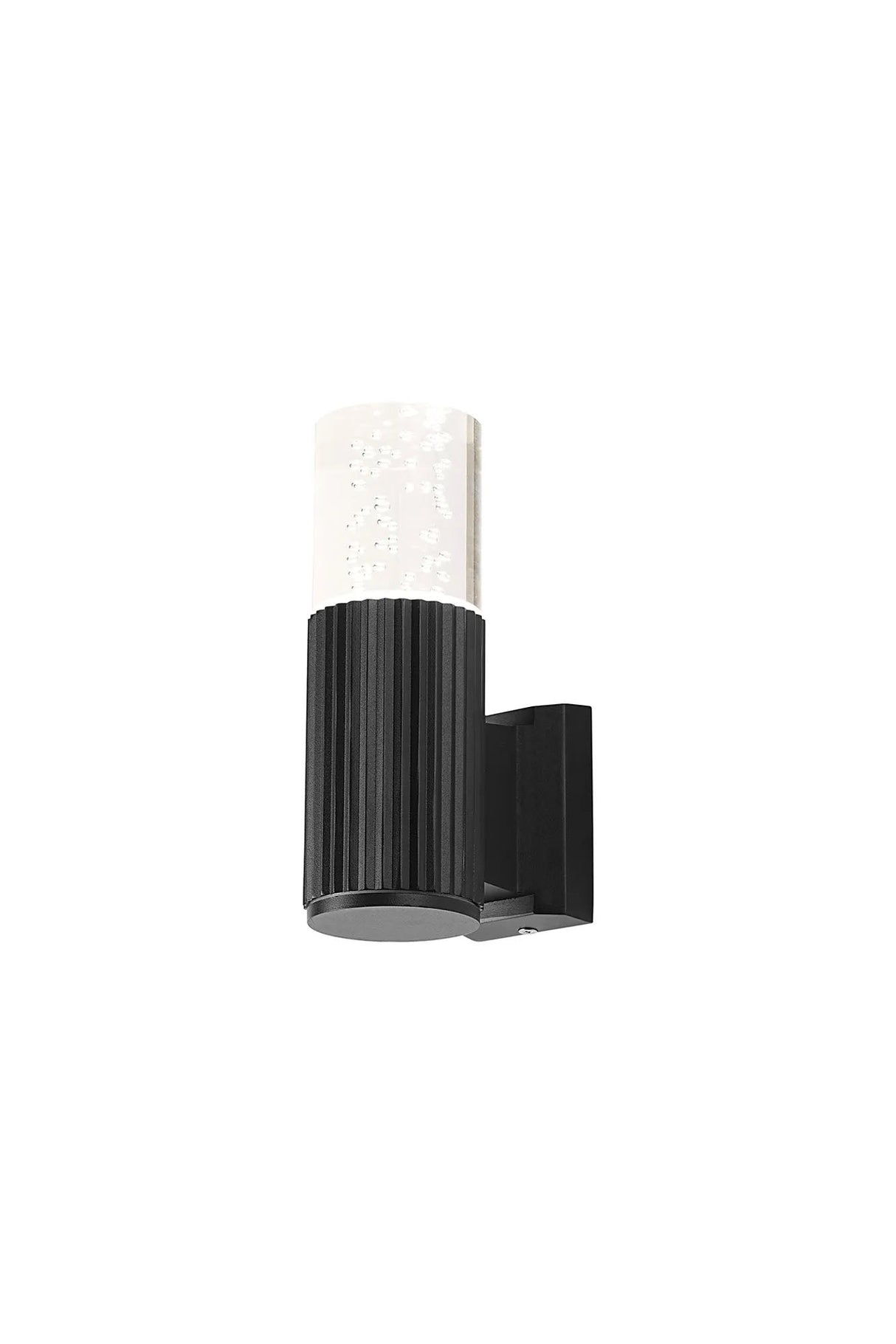 Khazri Ribbed Line Wall Lamp With Bubble Acrylic Shade, 1 x GU10, IP54, Black/Clear