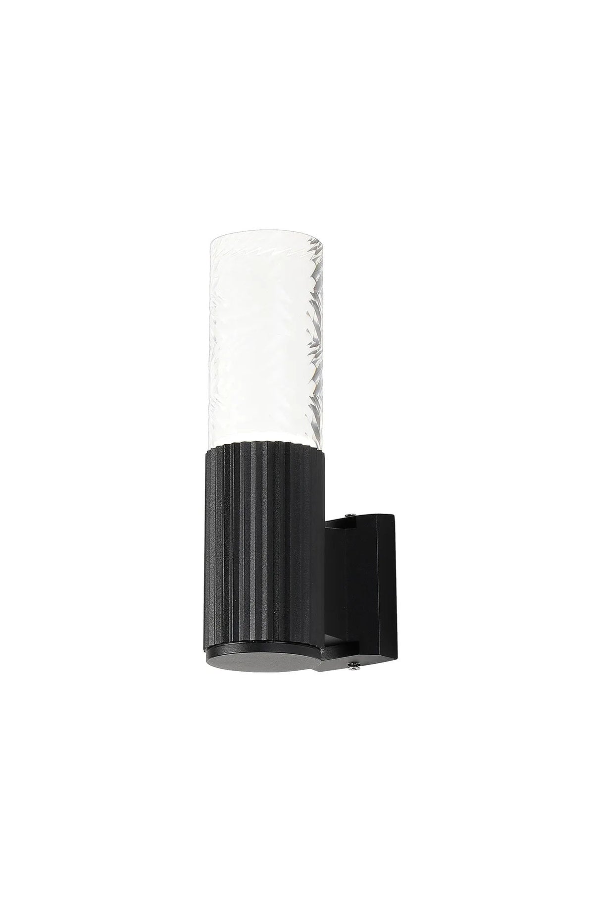 Khazri Ribbed Line Wall Lamp With Tall Diagonal Pattern Acrylic Shade, 1 x GU10, IP54, Black/Clear/Frosted