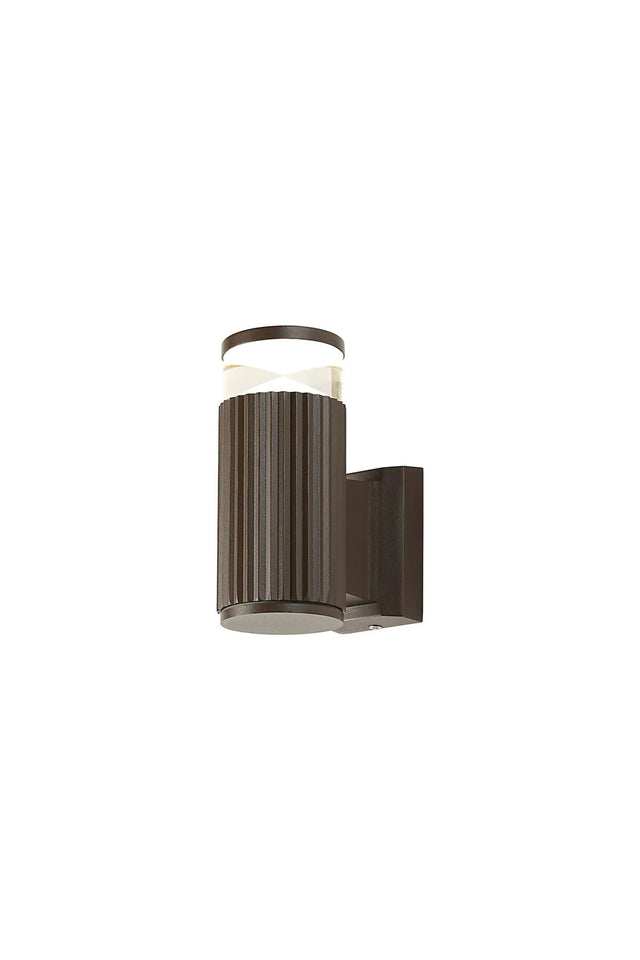 Khazri Ribbed Line Wall Lamp With X Pattern Acrylic Shade, 1 x GU10, IP54, Dark Brown/Clear/Frosted