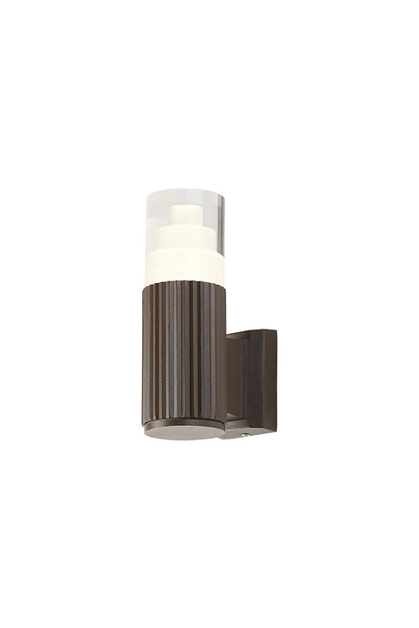 Khazri Ribbed Line Wall Lamp With Tier Pattern Acrylic Shade, 1 x GU10, IP54, Dark Brown/Clear