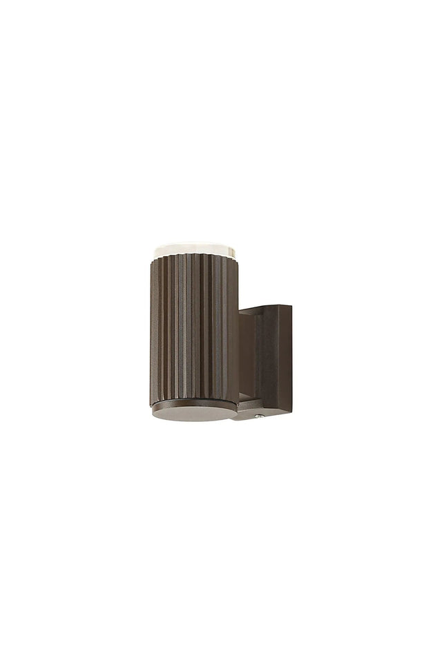 Khazri Ribbed Line Wall Lamp With Shallow Acrylic Shade, 1 x GU10, IP54, Dark Brown/Clear/Frosted