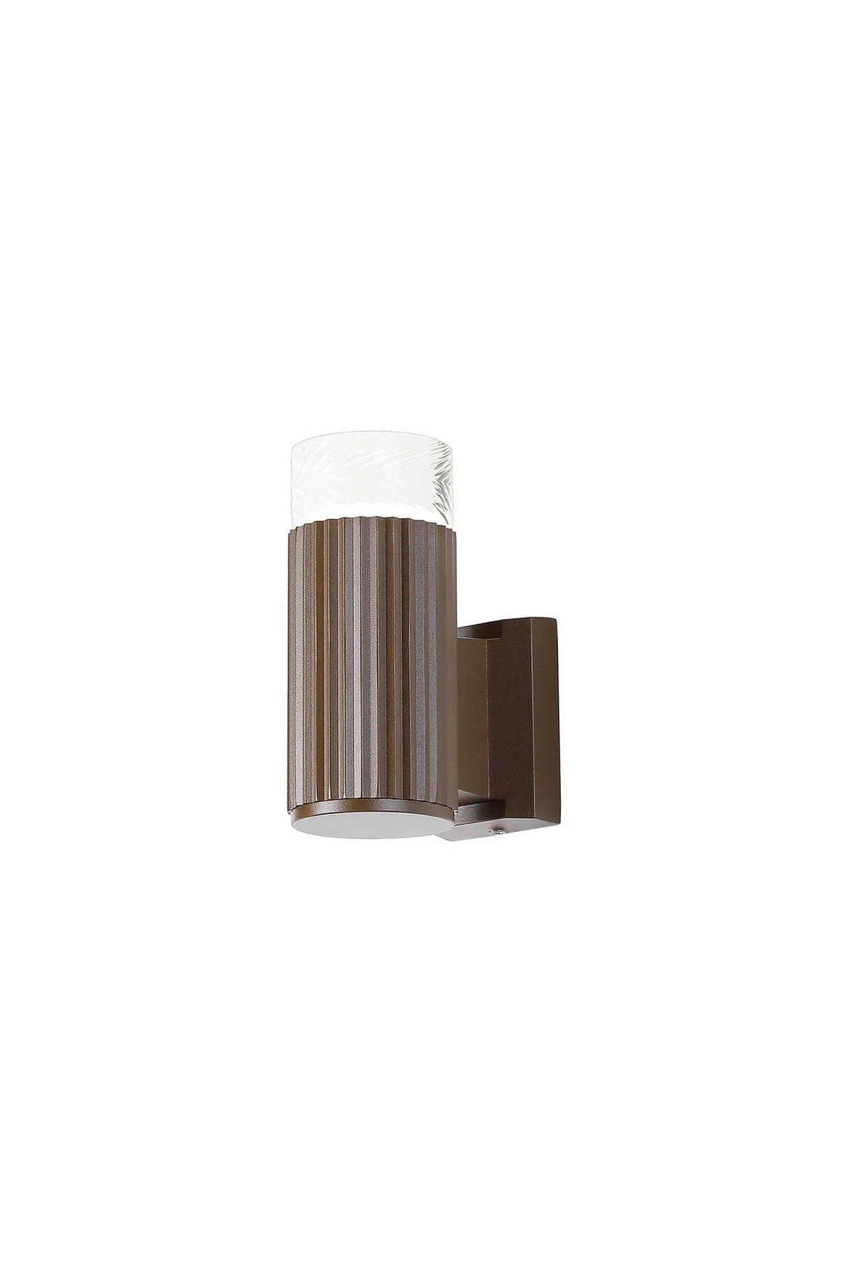 Khazri Ribbed Line Wall Lamp With Short Diagonal Pattern Acrylic Shade, 1 x GU10, IP54, Dark Brown/Clear/Frosted