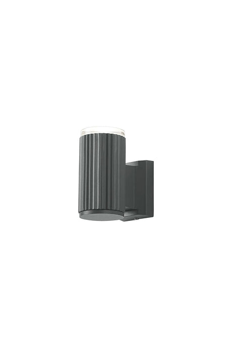 Khazri Ribbed Line Wall Lamp With Shallow Acrylic Shade, 1 x GU10, IP54, Grey/Clear/Frosted