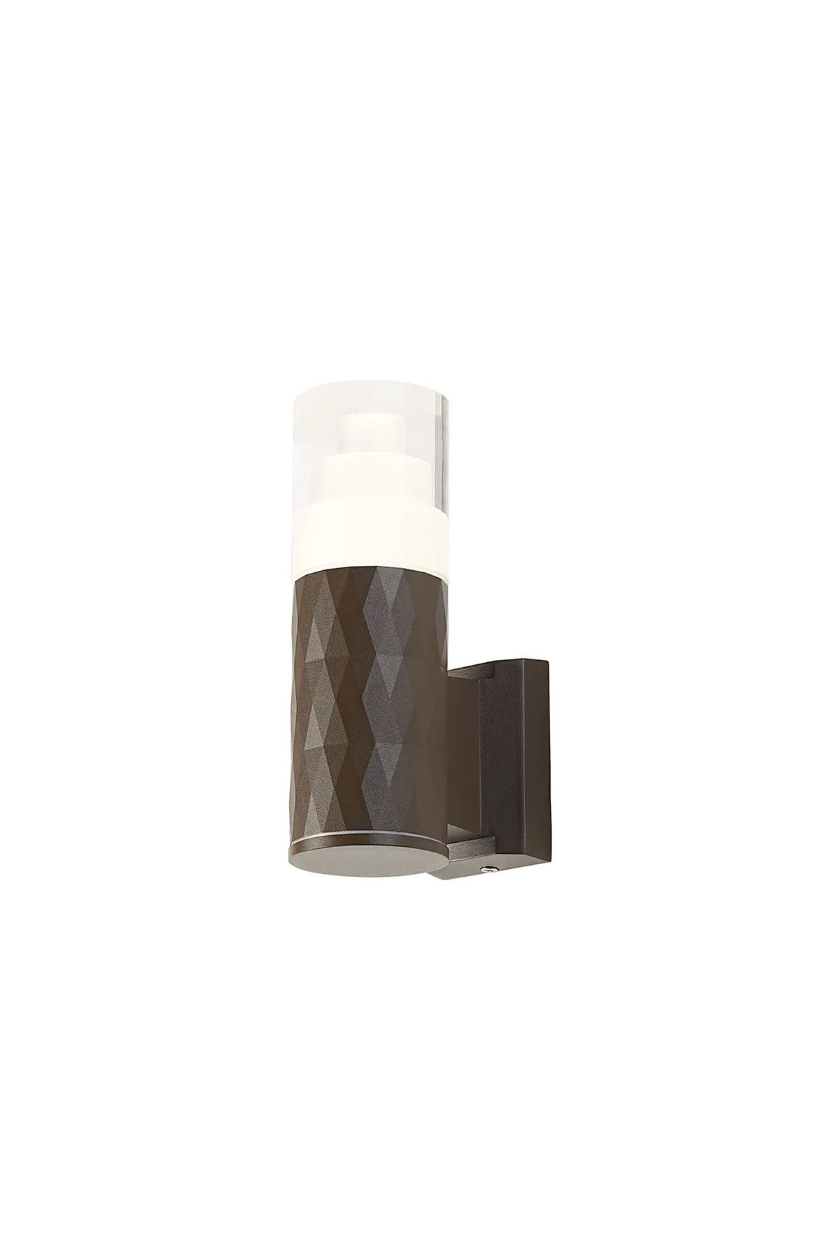 Khazri Diamond Pattern Wall Lamp With Tier Pattern Acrylic Shade, 1 x GU10, IP54, Dark Brown/Clear
