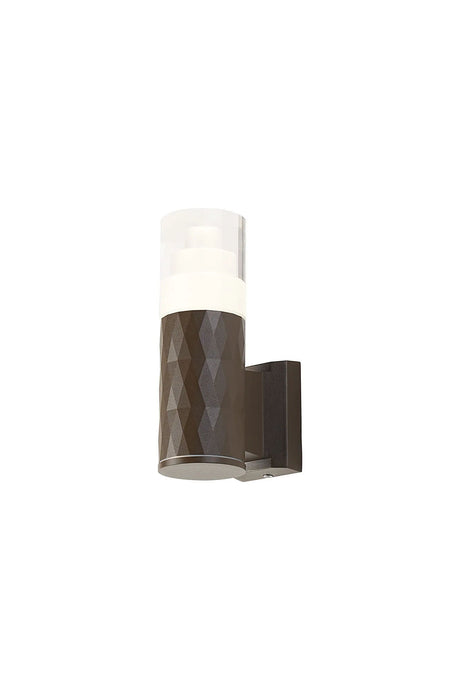 Khazri Diamond Pattern Wall Lamp With Tier Pattern Acrylic Shade, 1 x GU10, IP54, Dark Brown/Clear