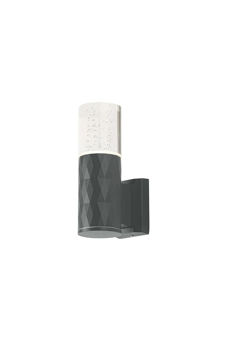 Khazri Diamond Pattern Wall Lamp With Bubble Acrylic Shade, 1 x GU10, IP54, Grey/Clear