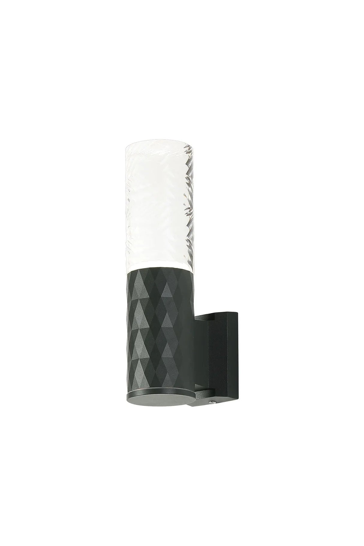 Khazri Diamond Pattern Wall Lamp With Tall Diagonal Pattern Acrylic Shade, 1 x GU10, IP54, Grey/Clear/Frosted