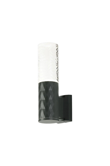 Khazri Diamond Pattern Wall Lamp With Tall Diagonal Pattern Acrylic Shade, 1 x GU10, IP54, Grey/Clear/Frosted