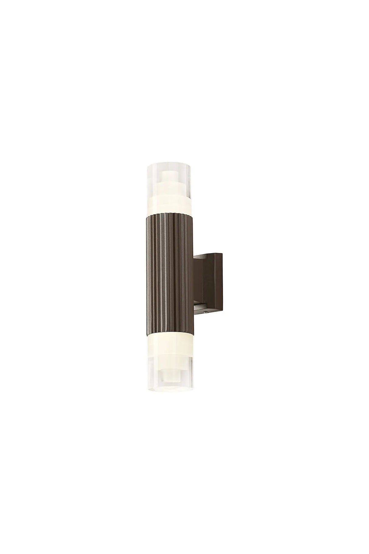 Khazri Ribbed Line Wall Lamp With Tier Pattern Acrylic Shade, 2 x GU10, IP54, Dark Brown/Clear