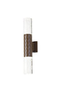 Khazri Diamond Pattern Wall Lamp With Tall Diagonal Pattern Acrylic Shade, 2 x GU10, IP54, Dark Brown/Clear/Frosted