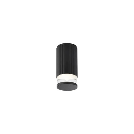 Khazri Ribbed Line Ceiling  With X Pattern Acrylic Shade,  1 x GU10, IP54, Black/Clear/Frosted