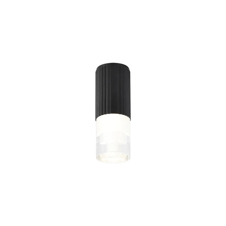 Khazri Ribbed Line Ceiling  With Tier Pattern Acrylic Shade,  1 x GU10, IP54, Black/Clear