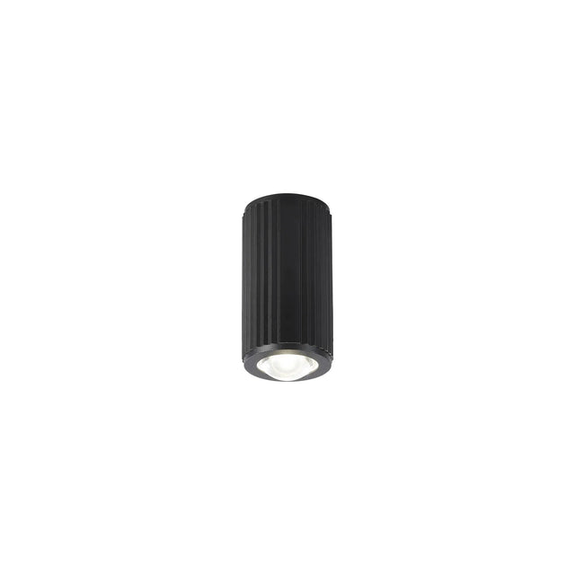 Khazri Ribbed Line Ceiling  With Dome Acrylic Shade,  1 x GU10, IP54, Black/Clear/Frosted