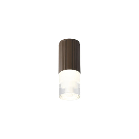 Khazri Ribbed Line Ceiling  With Tier Pattern Acrylic Shade,  1 x GU10, IP54, Dark Brown/Clear