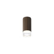 Khazri Ribbed Line Ceiling  With Short Diagonal Pattern Acrylic Shade,  1 x GU10, IP54, Dark Brown/Clear/Frosted