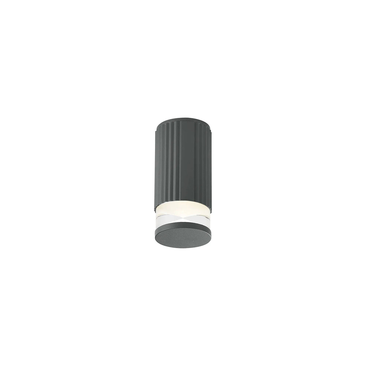 Khazri Ribbed Line Ceiling  With X Pattern Acrylic Shade,  1 x GU10, IP54, Grey/Clear/Frosted