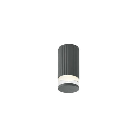 Khazri Ribbed Line Ceiling  With X Pattern Acrylic Shade,  1 x GU10, IP54, Grey/Clear/Frosted