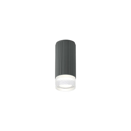Khazri Ribbed Line Ceiling  With Short Diagonal Pattern Acrylic Shade,  1 x GU10, IP54, Grey/Clear/Frosted