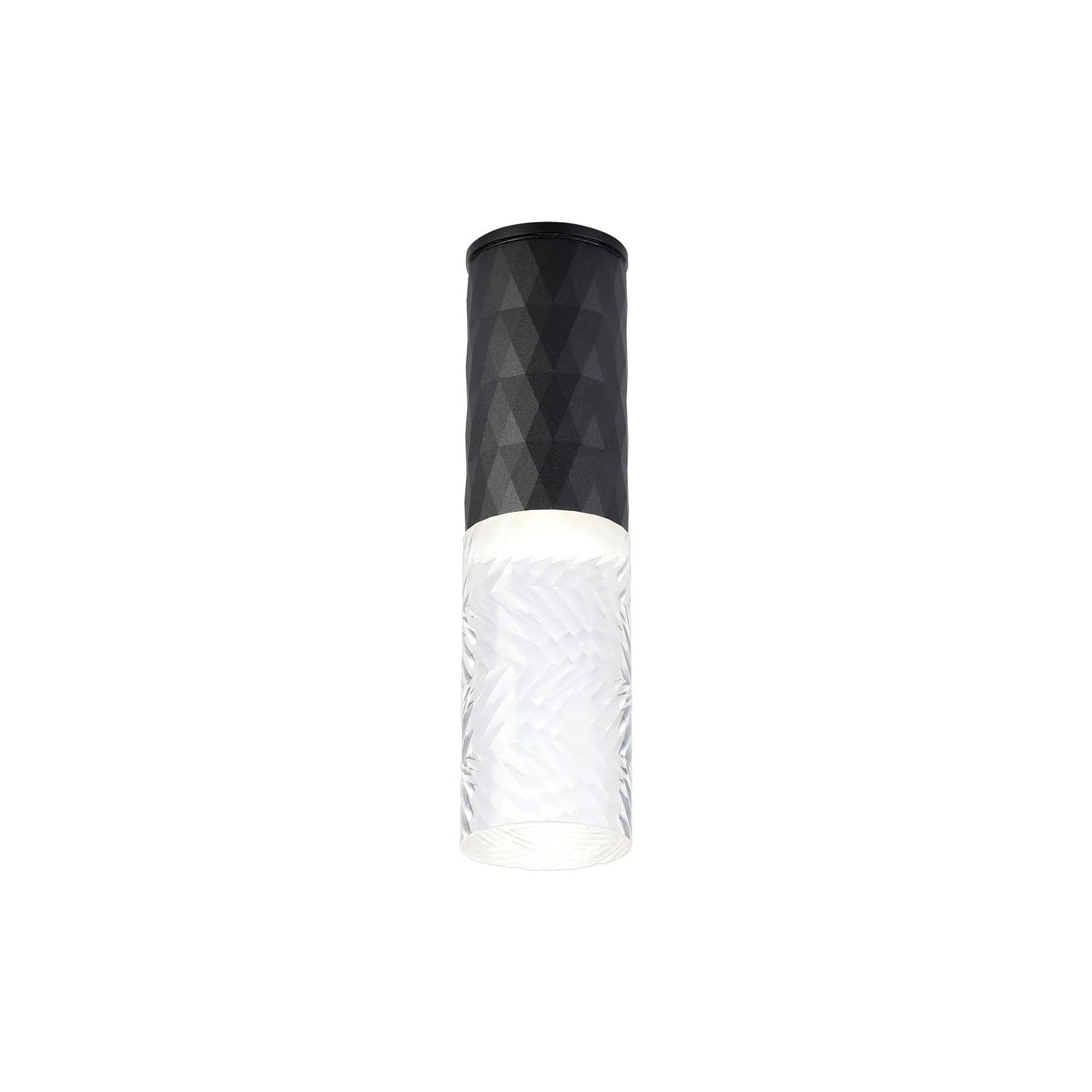 Khazri Diamond Pattern Ceiling  With Tall Diagonal Pattern Acrylic Shade,  1 x GU10, IP54, Black/Clear/Frosted