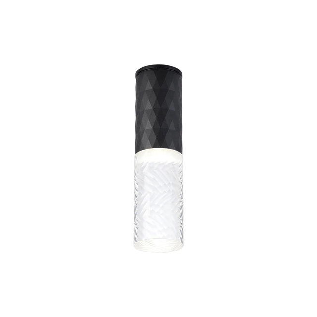 Khazri Diamond Pattern Ceiling  With Tall Diagonal Pattern Acrylic Shade,  1 x GU10, IP54, Black/Clear/Frosted