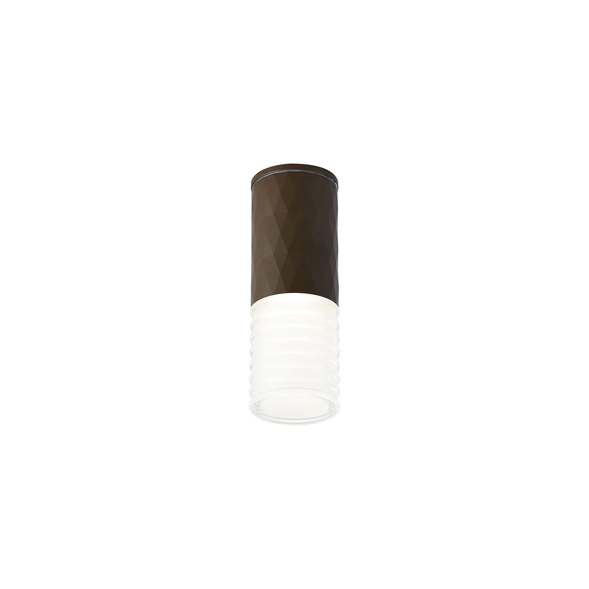 Khazri Diamond Pattern Ceiling  With Horizontal Line Acrylic Shade,  1 x GU10, IP54, Dark Brown/Clear/Frosted