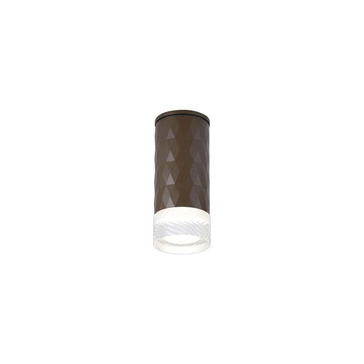 Khazri Diamond Pattern Ceiling  With Short Diagonal Pattern Acrylic Shade,  1 x GU10, IP54, Dark Brown/Clear/Frosted