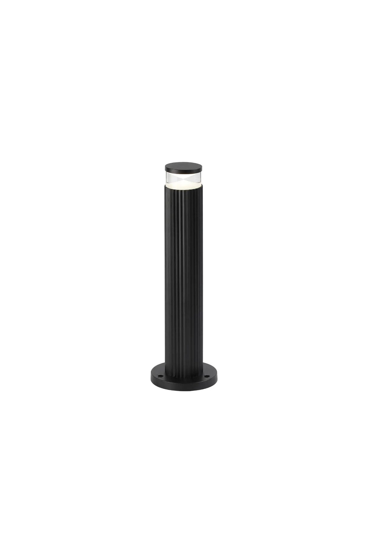 Khazri Ribbed Line 35cm Post Lamp With X Pattern Acrylic Shade, 1 x GU10, IP54, Black/Clear/Frosted